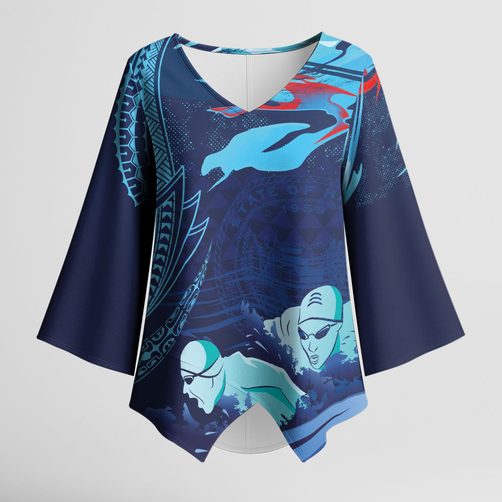 Personalized Hawaii Swimming Kimono Sleeve Blouse Tribal Sporty Style LT03 Female Multicolor - Polynesian Pride