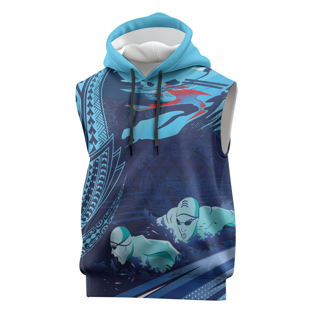 Personalized Hawaii Swimming Sleeveless Hoodie Tribal Sporty Style