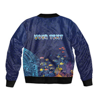 Personalized Hawaii Diving Bomber Jacket Tribal Pattern with Ocean Floor LT03 - Polynesian Pride