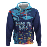 Personalized Hawaii Diving Zip Hoodie Tribal Pattern with Ocean Floor
