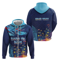 Personalized Hawaii Diving Zip Hoodie Tribal Pattern with Ocean Floor