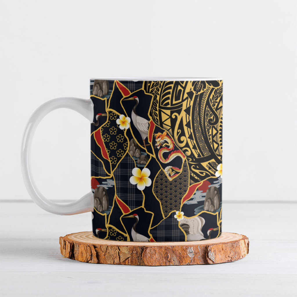 Hawaiian and Japanese Ceramic Mug Polynesian Tattoo with Japanese Culture Kintsugi Style LT03 Multicolor - Polynesian Pride