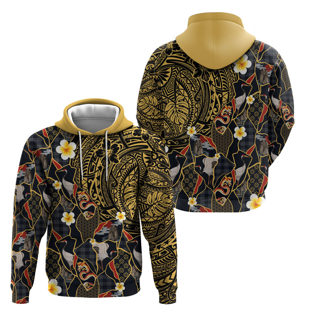 Hawaiian and Japanese Hoodie Polynesian Tattoo with Japanese Culture Kintsugi Style LT03 - Polynesian Pride