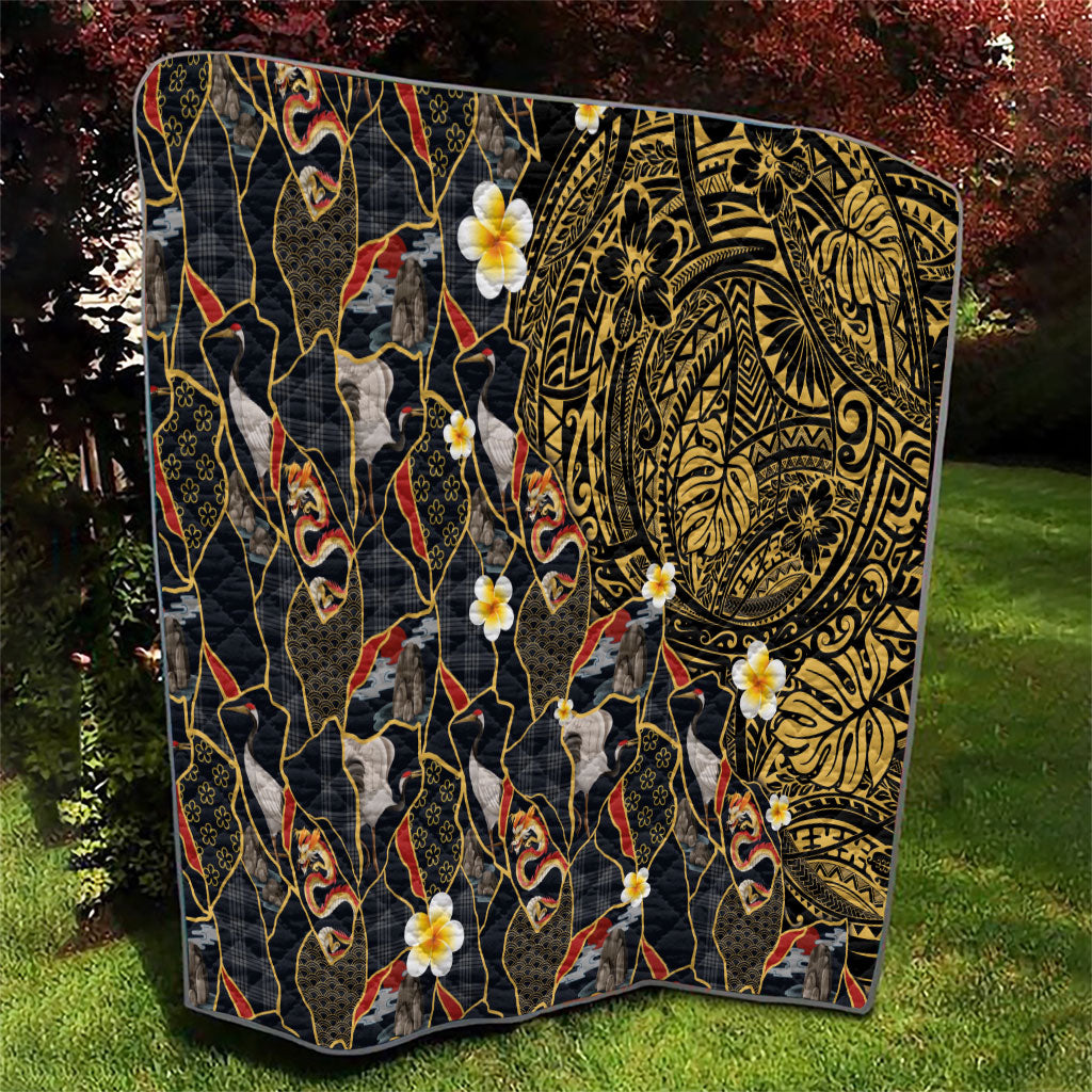Hawaiian and Japanese Quilt Polynesian Tattoo with Japanese Culture Kintsugi Style LT03 - Polynesian Pride