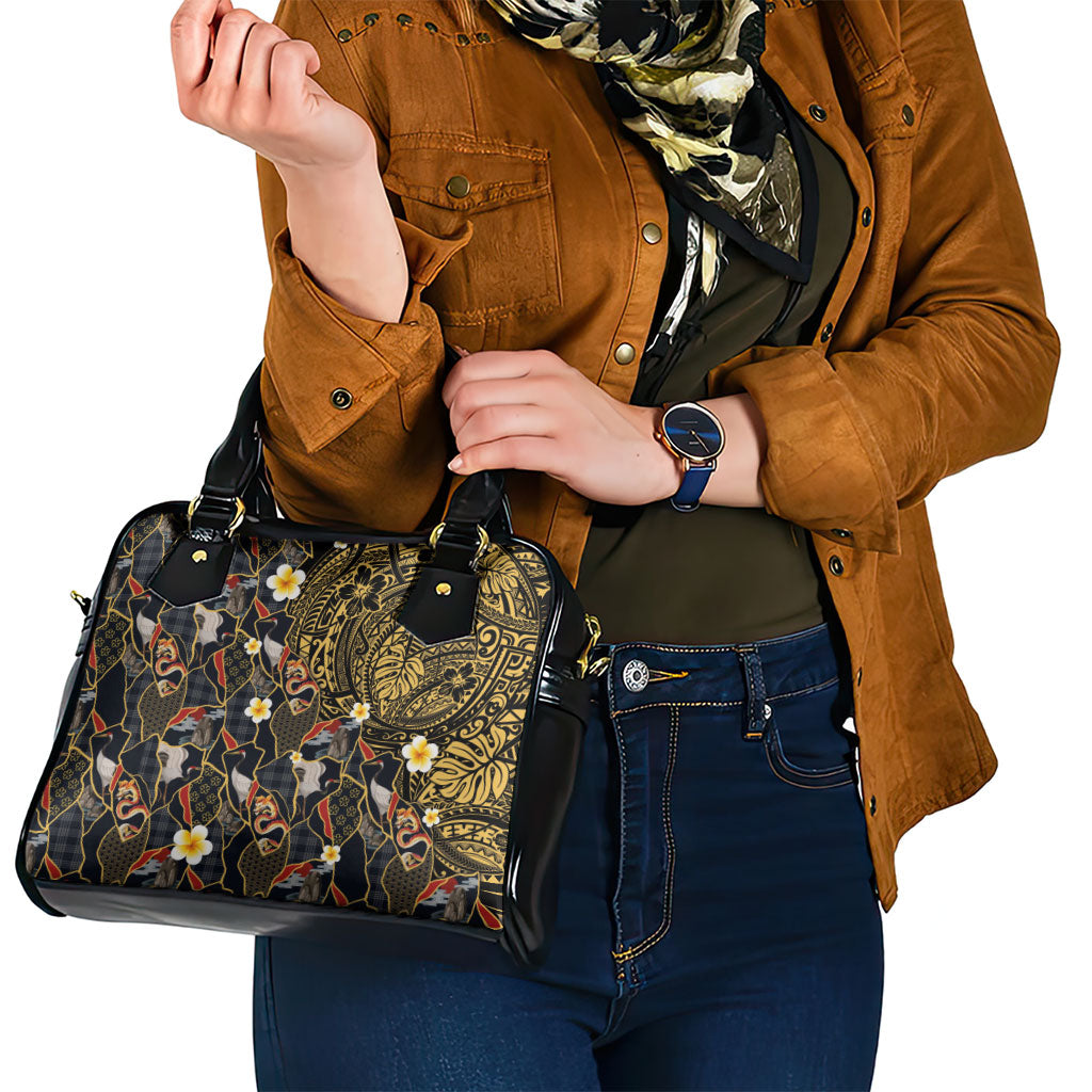Hawaiian and Japanese Shoulder Handbag Polynesian Tattoo with Japanese Culture Kintsugi Style LT03 - Polynesian Pride