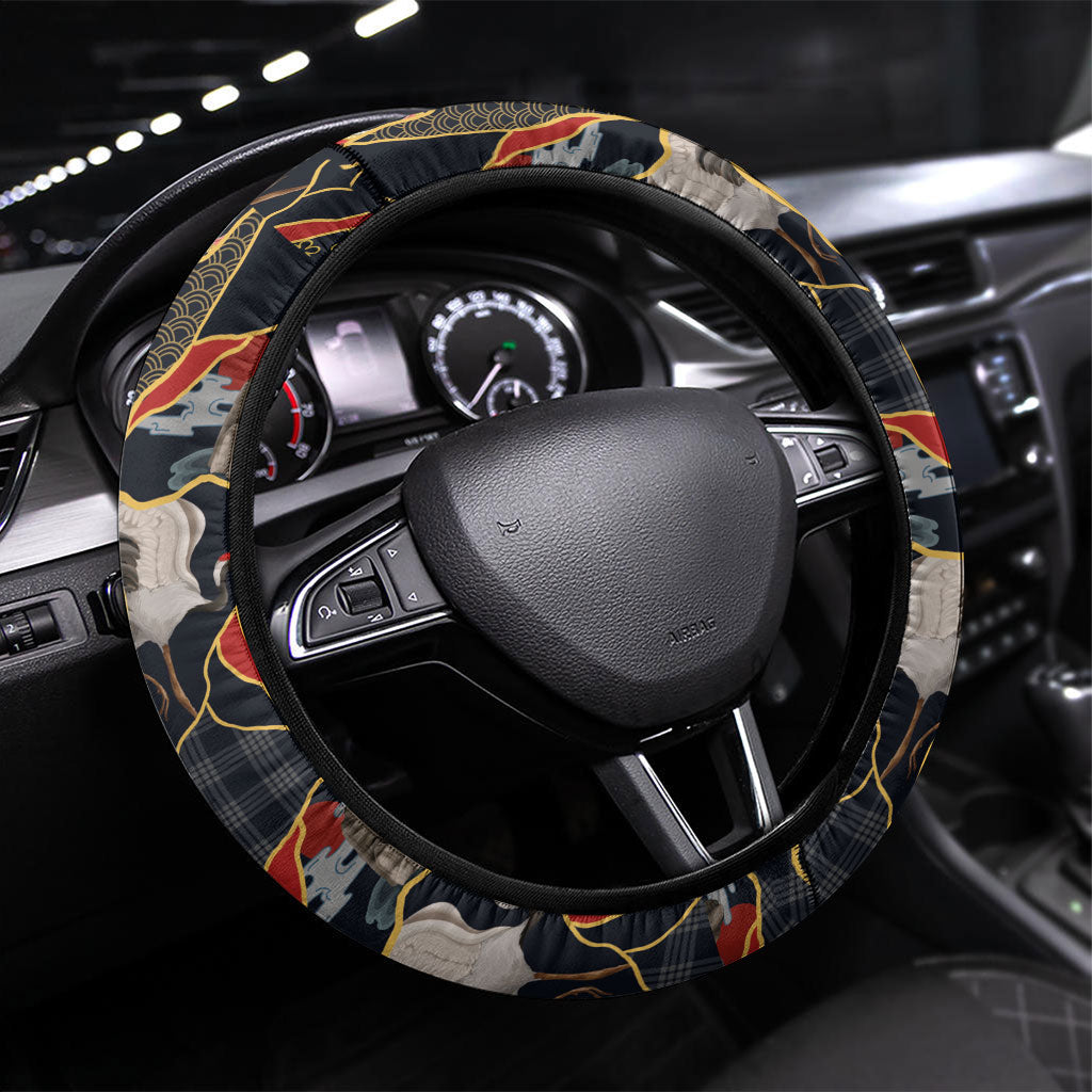 Hawaiian and Japanese Steering Wheel Cover Polynesian Tattoo with Japanese Culture Kintsugi Style
