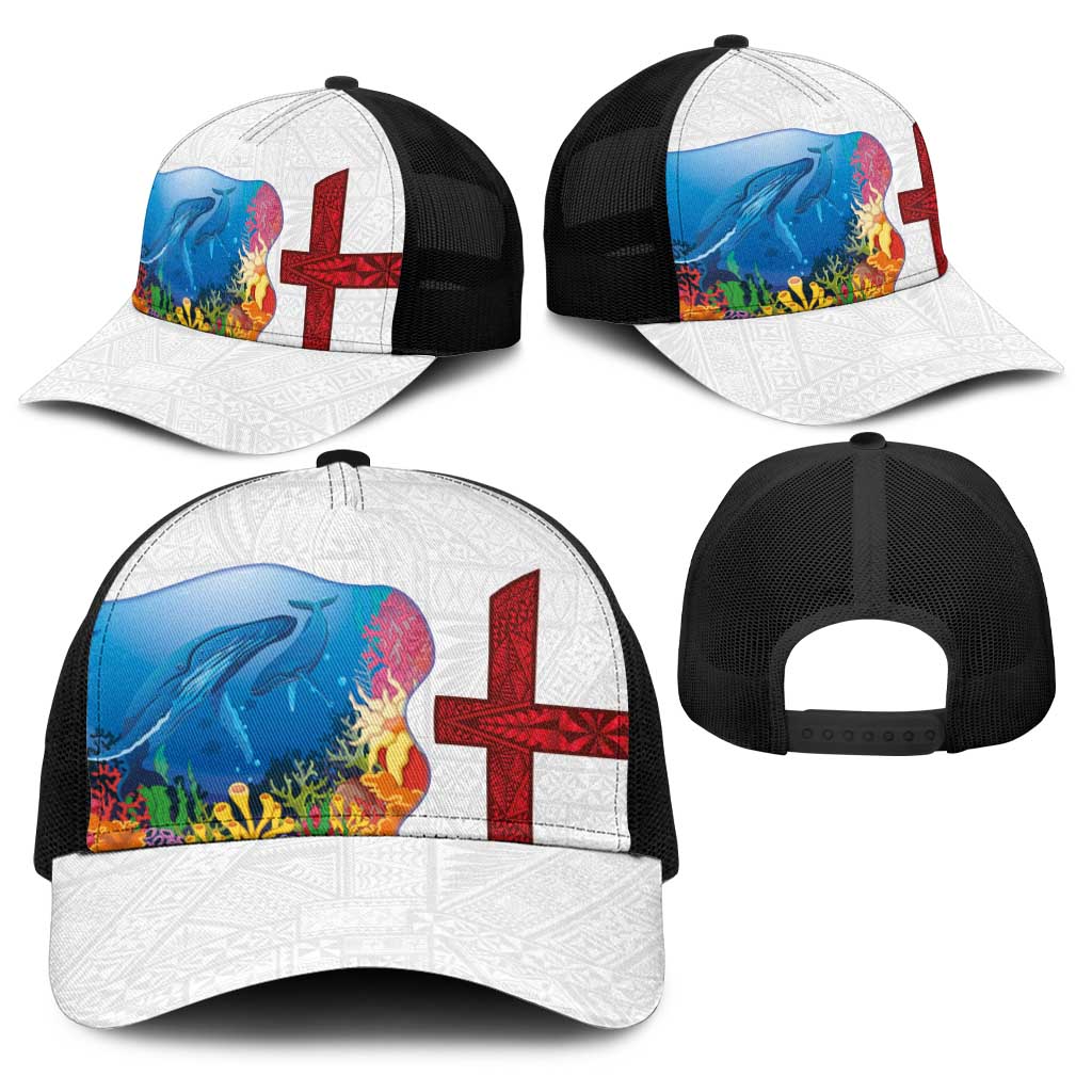 Tonga Swimming with Whales Baseball Net Cap Ngatu Pattern LT03 - Polynesian Pride