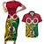 Vanuatu Couples Matching Short Sleeve Bodycon Dress and Hawaiian Shirt Pig Tusk Mix Maori Pattern and Namele Leaf LT03 Red - Polynesian Pride