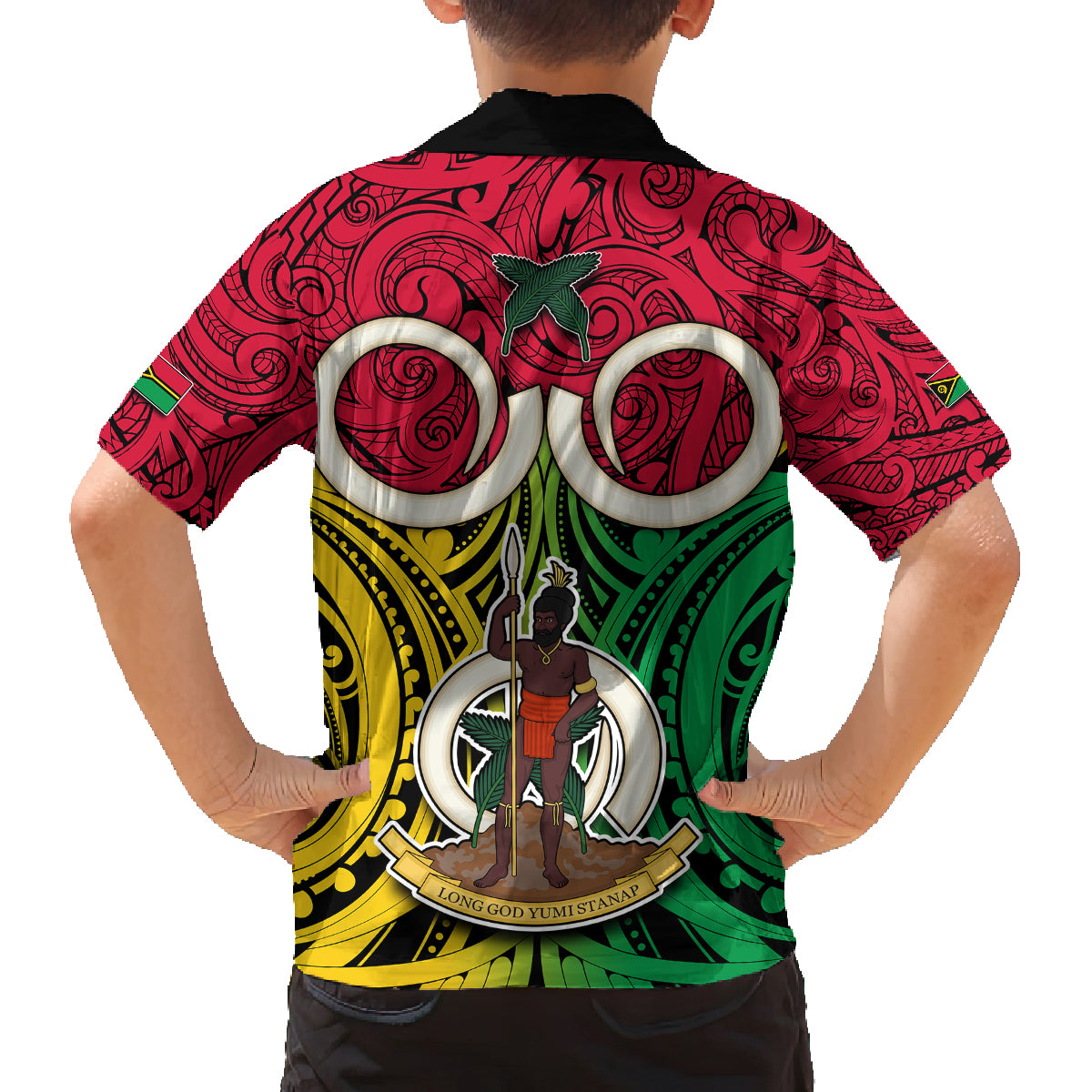 Vanuatu Family Matching Tank Maxi Dress and Hawaiian Shirt Pig Tusk Mix Maori Pattern and Namele Leaf LT03 - Polynesian Pride