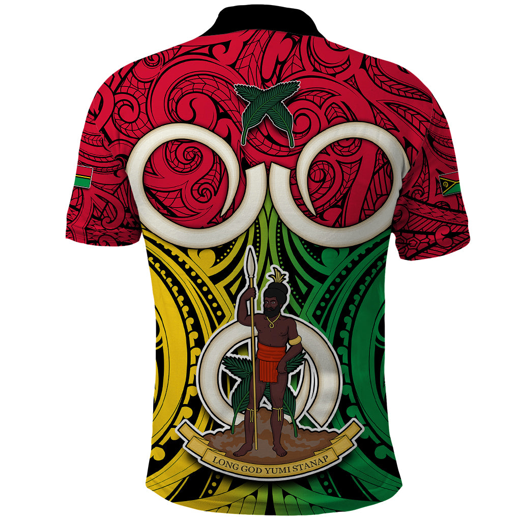 Vanuatu Polo Shirt Pig Tusk Mix Maori Pattern and Namele Leaf LT03 - Polynesian Pride