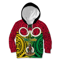 Personalised Vanuatu Kid Hoodie Pig Tusk Mix Maori Pattern and Namele Leaf LT03 Hoodie Red - Polynesian Pride