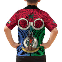 Vanuatu Shefa Province Family Matching Tank Maxi Dress and Hawaiian Shirt Pig Tusk Mix Maori Pattern and Namele Leaf LT03 - Polynesian Pride