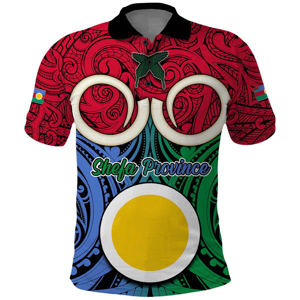 Vanuatu Shefa Province Polo Shirt Pig Tusk Mix Maori Pattern and Namele Leaf LT03 Red - Polynesian Pride