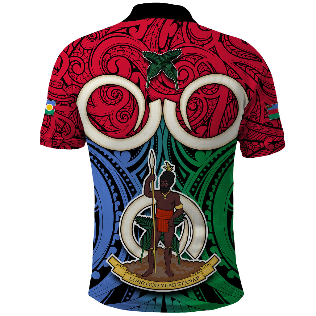 Vanuatu Shefa Province Polo Shirt Pig Tusk Mix Maori Pattern and Namele Leaf LT03 - Polynesian Pride