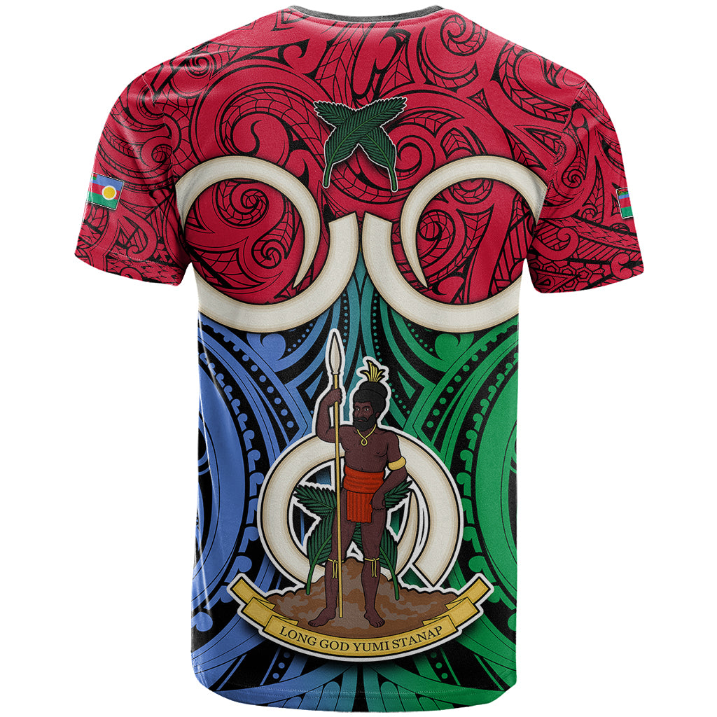 Vanuatu Shefa Province T Shirt Pig Tusk Mix Maori Pattern and Namele Leaf LT03 - Polynesian Pride