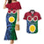 Personalised Vanuatu Shefa Province Couples Matching Mermaid Dress and Hawaiian Shirt Pig Tusk Mix Maori Pattern and Namele Leaf LT03 Red - Polynesian Pride