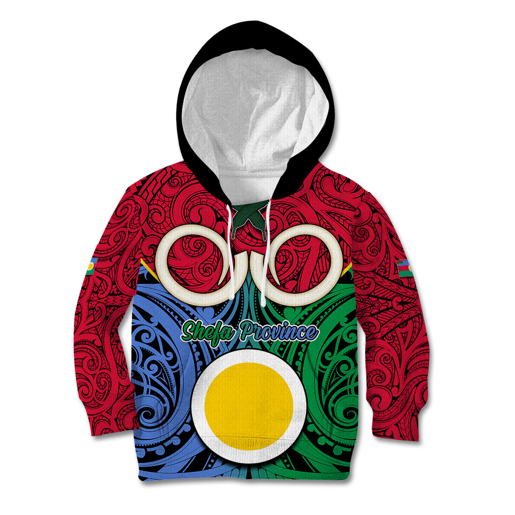 Personalised Vanuatu Shefa Province Kid Hoodie Pig Tusk Mix Maori Pattern and Namele Leaf LT03 Hoodie Red - Polynesian Pride