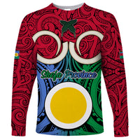 Personalised Vanuatu Shefa Province Long Sleeve Shirt Pig Tusk Mix Maori Pattern and Namele Leaf LT03 Unisex Red - Polynesian Pride