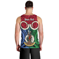Personalised Vanuatu Shefa Province Men Tank Top Pig Tusk Mix Maori Pattern and Namele Leaf LT03 - Polynesian Pride