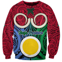 Personalised Vanuatu Shefa Province Sweatshirt Pig Tusk Mix Maori Pattern and Namele Leaf LT03 Unisex Red - Polynesian Pride