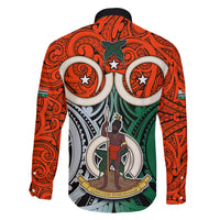 Vanuatu Penama Province Family Matching Long Sleeve Bodycon Dress and Hawaiian Shirt Pig Tusk Mix Maori Pattern and Namele Leaf LT03 - Polynesian Pride