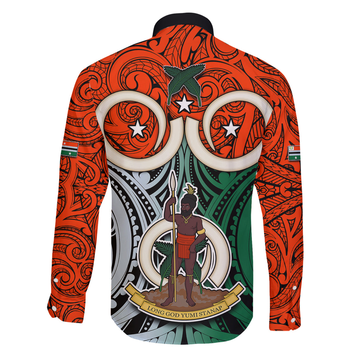 Vanuatu Penama Province Family Matching Off Shoulder Maxi Dress and Hawaiian Shirt Pig Tusk Mix Maori Pattern and Namele Leaf LT03 - Polynesian Pride