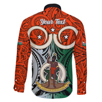 Personalised Vanuatu Penama Province Family Matching Long Sleeve Bodycon Dress and Hawaiian Shirt Pig Tusk Mix Maori Pattern and Namele Leaf LT03 - Polynesian Pride
