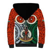 Personalised Vanuatu Penama Province Sherpa Hoodie Pig Tusk Mix Maori Pattern and Namele Leaf LT03 - Polynesian Pride