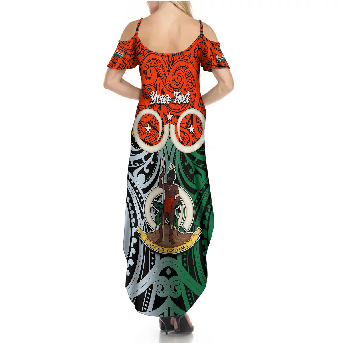 Personalised Vanuatu Penama Province Summer Maxi Dress Pig Tusk Mix Maori Pattern and Namele Leaf LT03 - Polynesian Pride