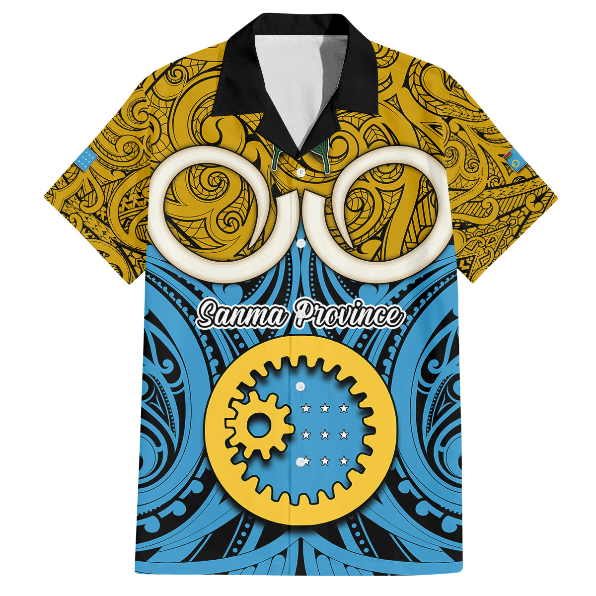 Vanuatu Sanma Province Kid Hawaiian Shirt Pig Tusk Mix Maori Pattern and Namele Leaf LT03 Kid Blue - Polynesian Pride