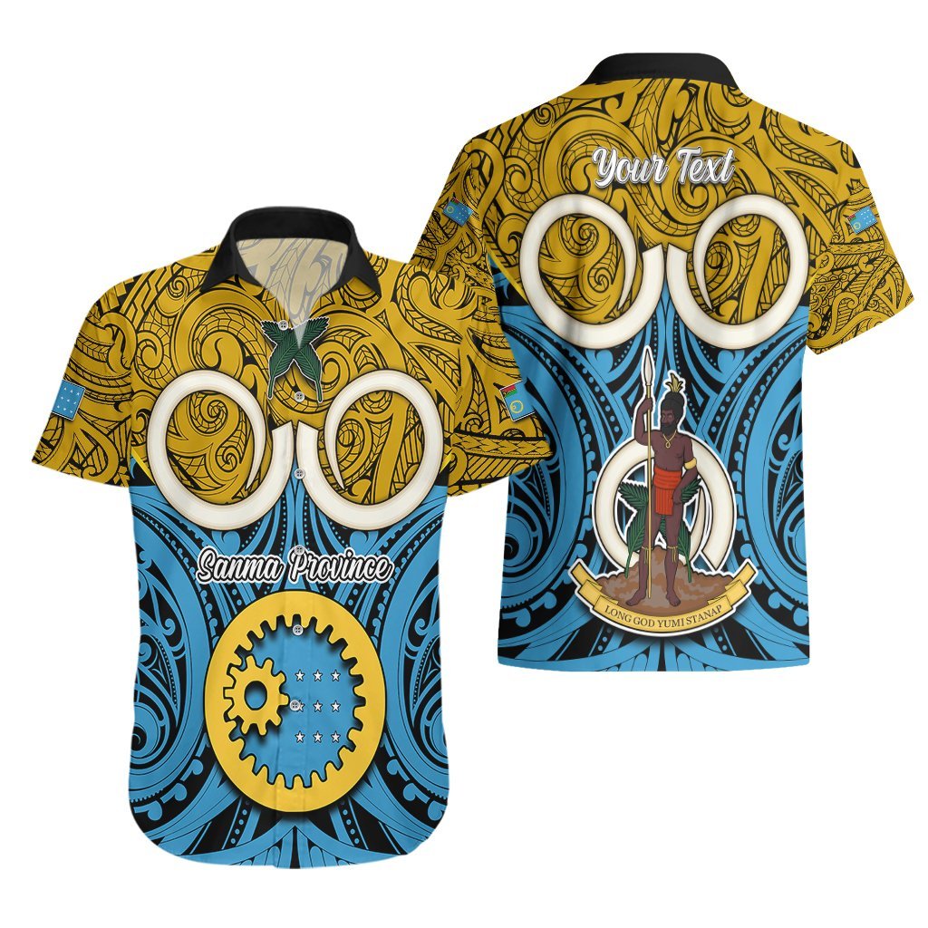 Personalised Vanuatu Sanma Province Hawaiian Shirt Pig Tusk Mix Maori Pattern and Namele Leaf LT03 - Polynesian Pride