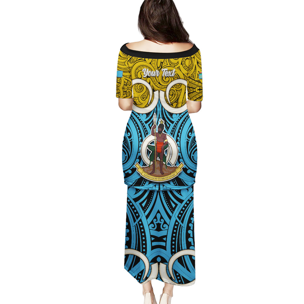 Personalised Vanuatu Sanma Province Puletasi Pig Tusk Mix Maori Pattern and Namele Leaf LT03 - Polynesian Pride