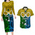 Vanuatu Malampa Province Couples Matching Long Sleeve Bodycon Dress and Hawaiian Shirt Pig Tusk Mix Maori Pattern and Namele Leaf LT03 Yellow - Polynesian Pride