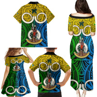Vanuatu Malampa Province Family Matching Puletasi Dress and Hawaiian Shirt Pig Tusk Mix Maori Pattern and Namele Leaf LT03 - Polynesian Pride