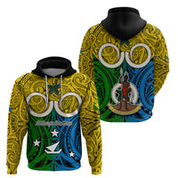 Vanuatu Malampa Province Hoodie Pig Tusk Mix Maori Pattern and Namele Leaf LT03 - Polynesian Pride