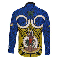 Vanuatu Torba Province Family Matching Off Shoulder Short Dress and Hawaiian Shirt Pig Tusk Mix Maori Pattern and Namele Leaf LT03 - Polynesian Pride