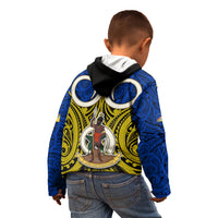 Vanuatu Torba Province Kid Hoodie Pig Tusk Mix Maori Pattern and Namele Leaf LT03 - Polynesian Pride