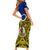 Vanuatu Torba Province Short Sleeve Bodycon Dress Pig Tusk Mix Maori Pattern and Namele Leaf LT03 - Polynesian Pride