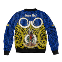 Personalised Vanuatu Torba Province Bomber Jacket Pig Tusk Mix Maori Pattern and Namele Leaf LT03 - Polynesian Pride