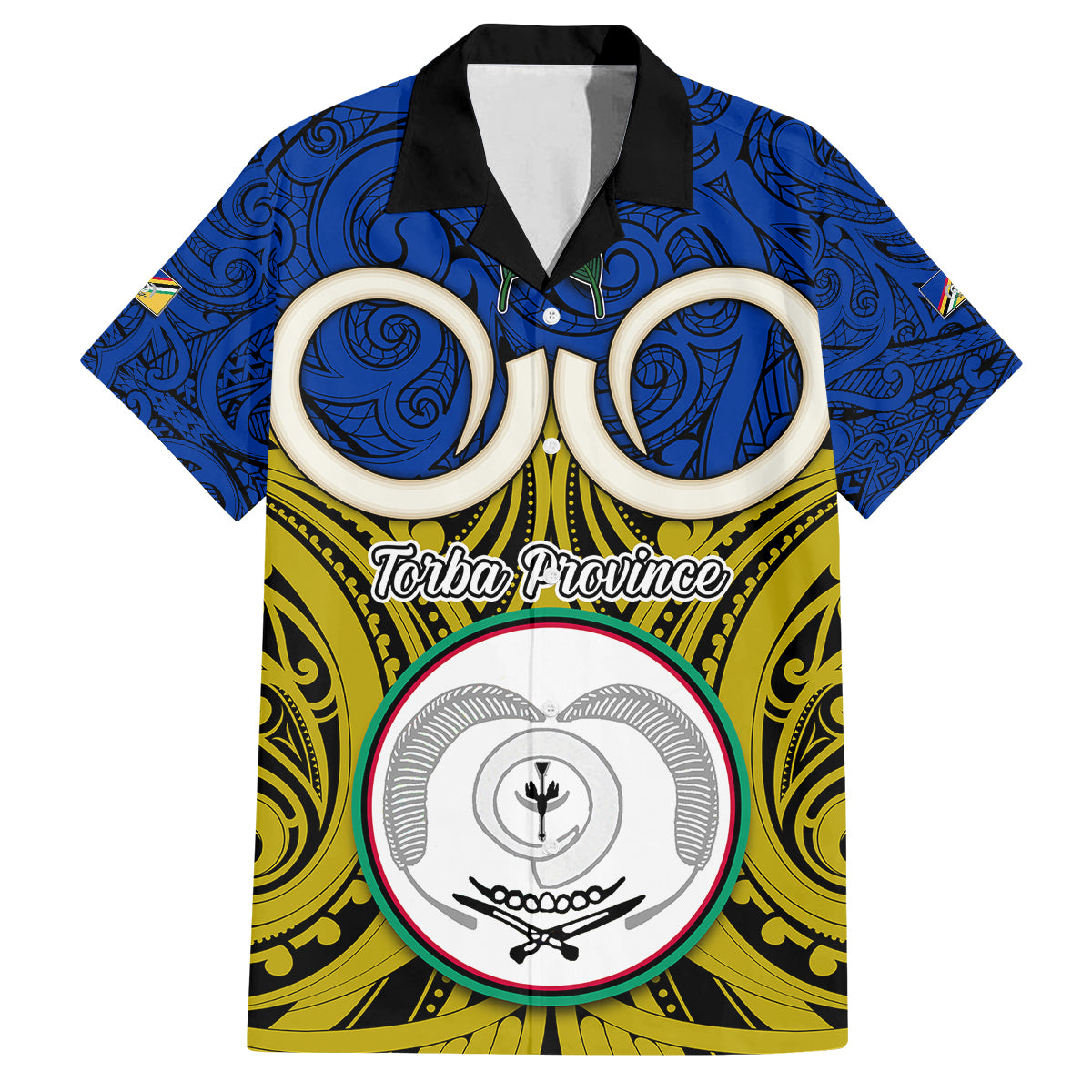 Personalised Vanuatu Torba Province Kid Hawaiian Shirt Pig Tusk Mix Maori Pattern and Namele Leaf LT03 Kid Blue - Polynesian Pride
