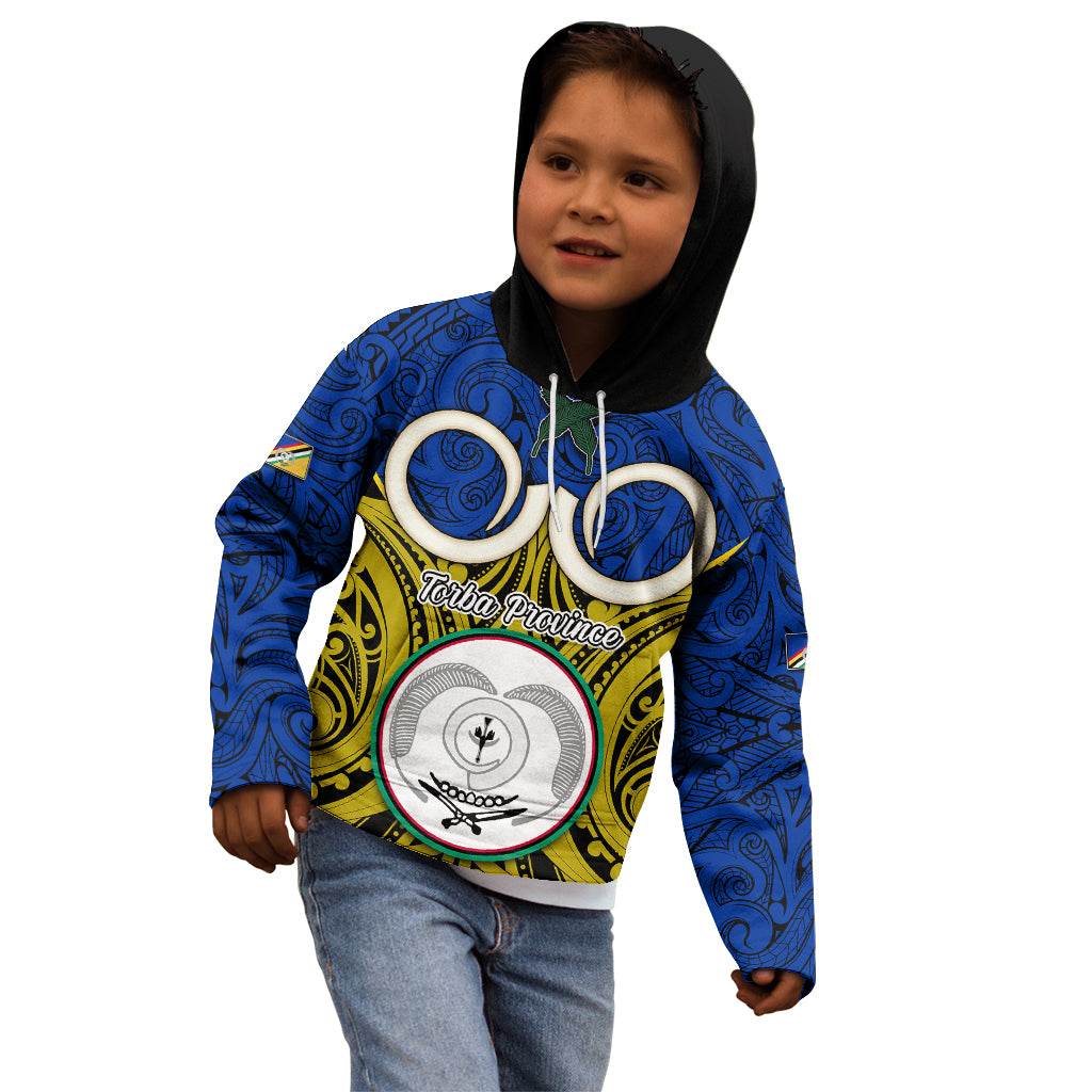 Personalised Vanuatu Torba Province Kid Hoodie Pig Tusk Mix Maori Pattern and Namele Leaf LT03 - Polynesian Pride
