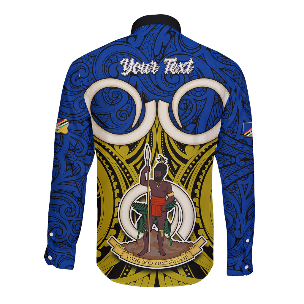 Personalised Vanuatu Torba Province Long Sleeve Button Shirt Pig Tusk Mix Maori Pattern and Namele Leaf LT03 - Polynesian Pride