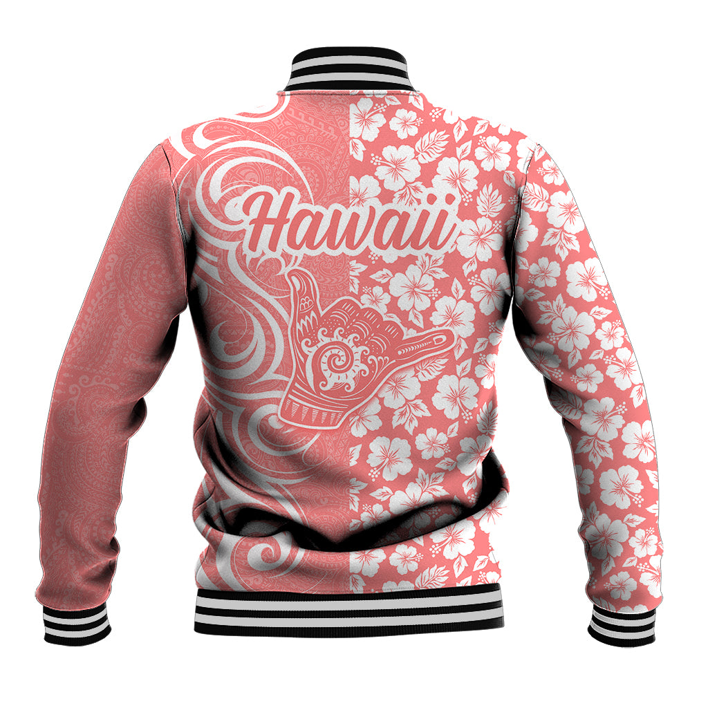 Hawaii Kauai Island Baseball Jacket Hibiscus Pattern Seamless Tribal Simple Pink Pastel LT03 - Polynesian Pride