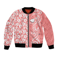 Hawaii Kauai Island Bomber Jacket Hibiscus Pattern Seamless Tribal Simple Pink Pastel LT03 Unisex Pink - Polynesian Pride