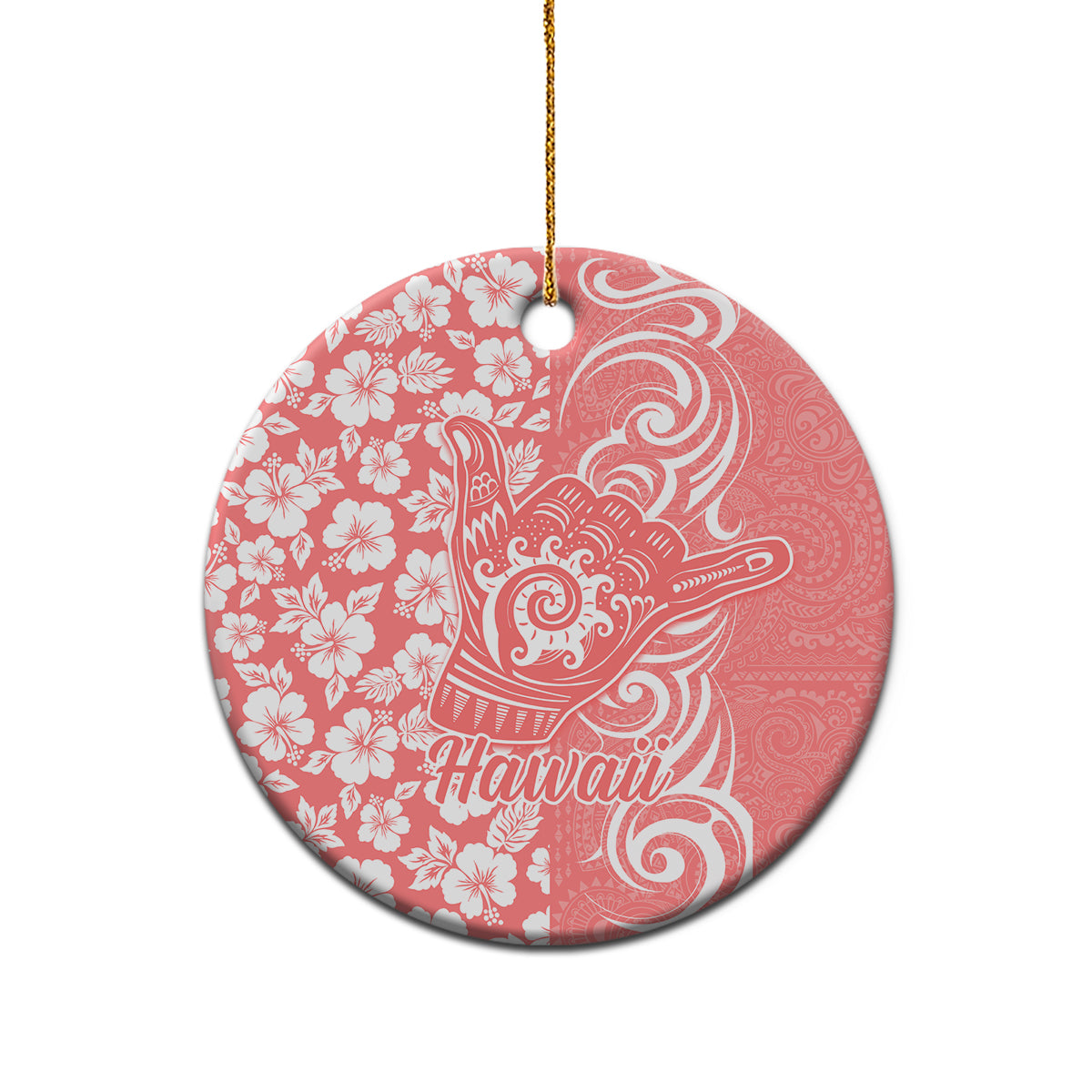 Hawaii Kauai Island Ceramic Ornament Hibiscus Pattern Seamless Tribal Simple Pink Pastel LT03 - Polynesian Pride