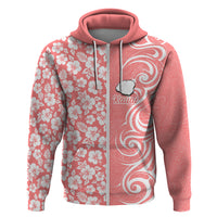Hawaii Kauai Island Hoodie Hibiscus Pattern Seamless Tribal Simple Pink Pastel LT03 Zip Hoodie Pink - Polynesian Pride