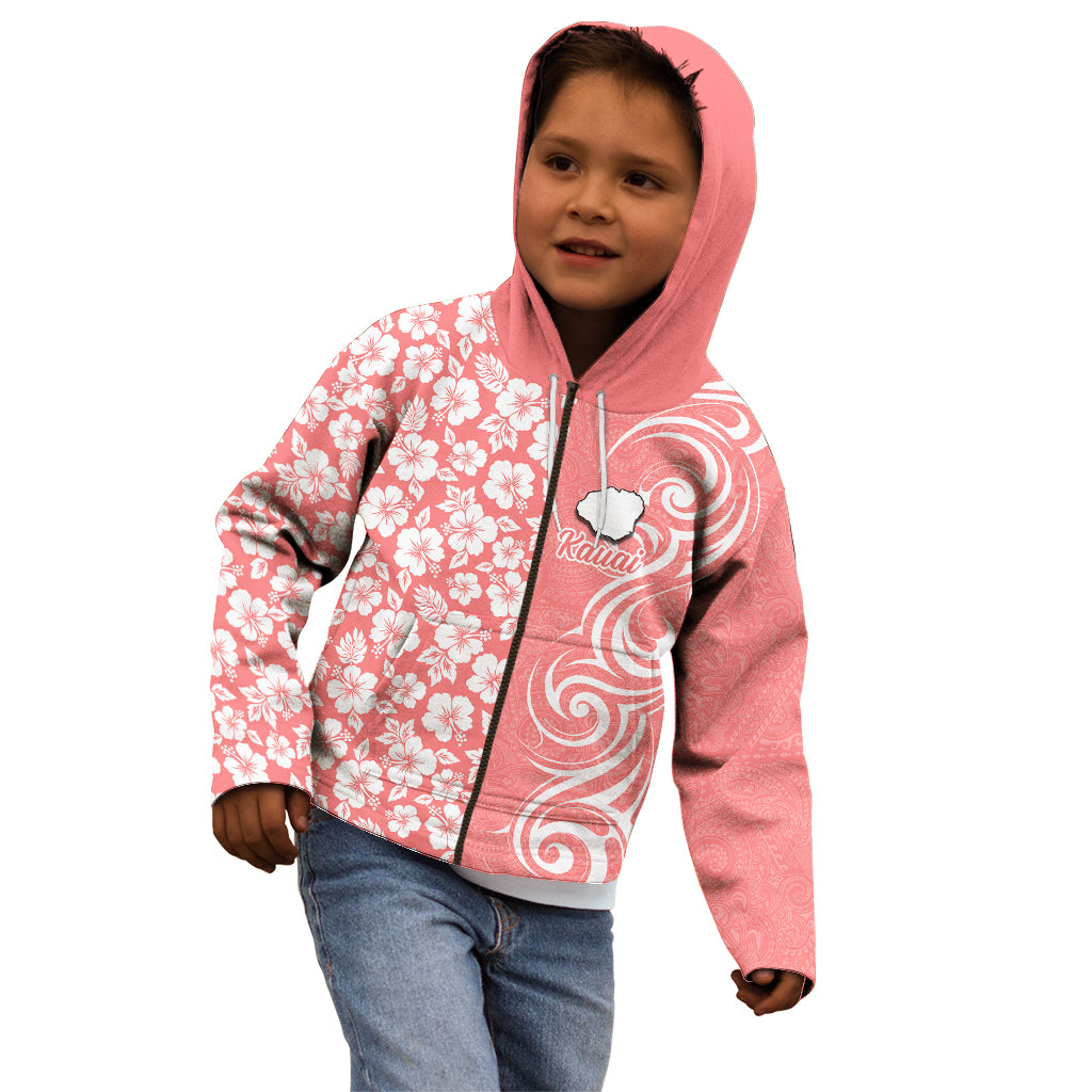 Hawaii Kauai Island Kid Hoodie Hibiscus Pattern Seamless Tribal Simple Pink Pastel LT03 - Polynesian Pride