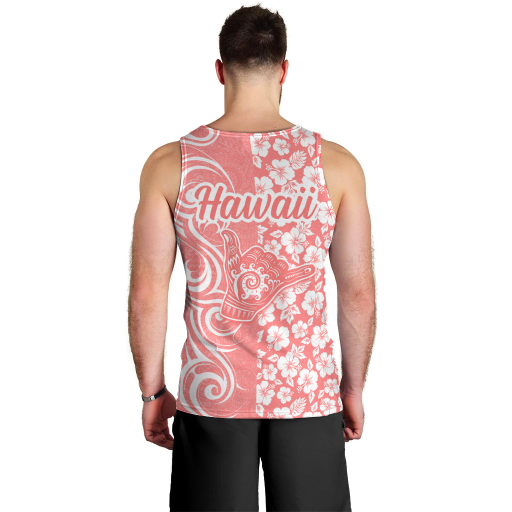 Hawaii Kauai Island Men Tank Top Hibiscus Pattern Seamless Tribal Simple Pink Pastel LT03 - Polynesian Pride