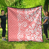 Hawaii Kauai Island Quilt Hibiscus Pattern Seamless Tribal Simple Pink Pastel LT03 - Polynesian Pride