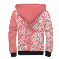 Hawaii Kauai Island Sherpa Hoodie Hibiscus Pattern Seamless Tribal Simple Pink Pastel LT03 - Polynesian Pride